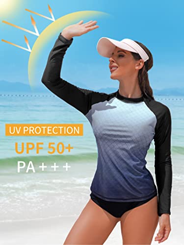 Attraco Rash Guard For Women Sun Protection Clothing Spf Shirts For Women Upf 50+ Swimsuit Tops Hiking Surfing Fishing Black Mermaid Medium #TOP3