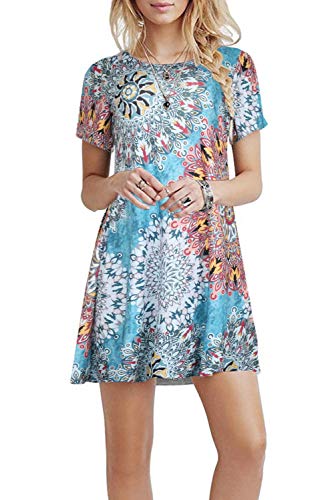 Fz Fantastic Zone Women's Casual Summer T Shirt Dresses Short Sleeve Swing Dress With Pockets #TOP5