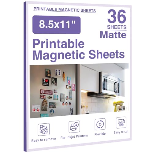 Printable Magnetic Sheets 8.5x11 Inches Matte Magnet Paper Sheet 36 Pcs Non Adhesive Magnetic Paper for Inkjet Printers Flexible Magnet Photos for DIY Crafts