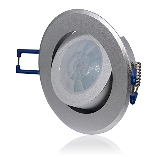 Infrarot Decken Unterputz Bewegungsmelder Ø68mm Reichweite 8m bei 360° schwenkbar Aluminium Bewegungsmelder für den Innenbereich Präsenzmelder Reichweiteneinstellung Tageslichterkennung
