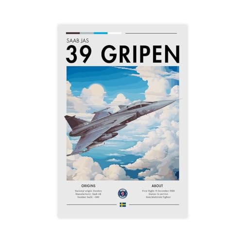 Tableau Saab JAS 39 Gripen haute définition grand format 61x91