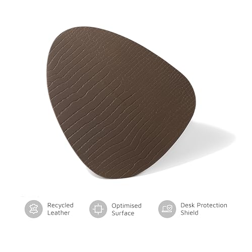 Image of Premium Recycled Leather Mouse Pad for PC | Large Size 25x22cm Mousepad for Laptop Wireless | Handcrafted | Anti-Slip, Anti-Skid, Waterproof | Croco Finish for Home, Office, Gaming, Taupe