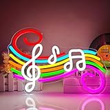 Ajoyferris Music Neon Sign Musical Staff Note Led Wall Decor Dimmable Music Studio Decor neon light sign for Classroom Bedroom Gifts for Teacher Students Kids