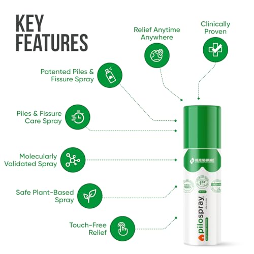 Image of Healing Hands PiloSpray Piles Treatment Spray - 70 gram, Patented Plant Based Hemorrhoids and Fissure Solution, Clinically Proven, Herbal & Natural Care