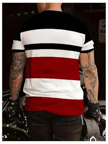 Image of RoseSeek Men's Color Block Short Sleeve Tee Shirts Casual Crewneck T Shirt Trendy Summer Tops