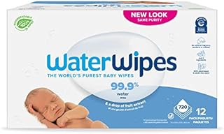 WaterWipes Plastic-Free Original Baby Wipes, 99.9% Water Based Wipes, Unscented & Hypoallergenic for Sensitive Skin, 720 Count (12 packs), Packaging May Vary