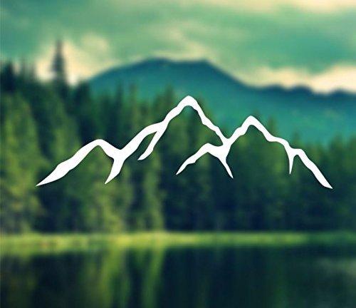 Maxx Graphixx Decal - Mountains Silhouette - Car Decal, Laptop Decal, MacBook Decal, Ipad Decal (2" x 6", White)
