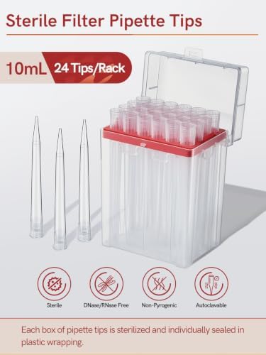 10mL Sterile Pipette Tips, 144pcs Racked Tips, Non-Filter — 사진 3