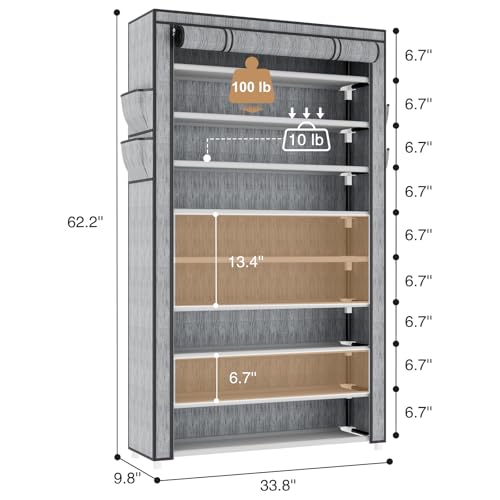 Image of LANTEFUL Shoe Rack with Covers 10 Tier Tall Shoe Rack Organizer Large Capacity Shoe Shelf Storage 40 Pairs Space Saving Free Standing Shoe Storage Organizer for Closet, Entryway, Dorm, Printing