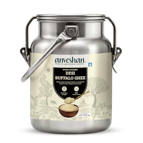 Image of Anveshan A2 Desi Buffalo Ghee - 2.5L Dolchi | Bilona Ghee | Grass Fed Buffaloes | Jaffrabadi Buffalo | Gujarat Region | Pure & Natural | Nutritional Powerhouse | Lab-Tested