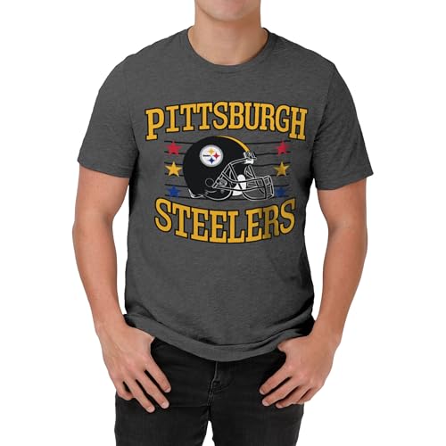 FOCO Pittsburgh Steelers NFL Mens Gridiron Glory T-Shirt - Dark Heather Grey - L