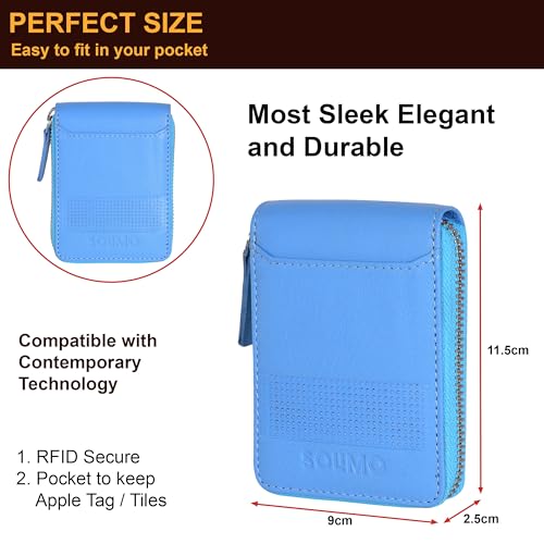 Image of Amazon Brand - Solimo Andrew Genuine Leather RFID Blocking Card Holder Ultra Strong Stitching 10 Card 2 Currency Holder 1 ID Window for Men and Women
