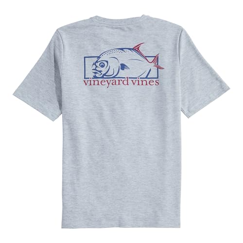 vineyard vines Boys' American Permit Short-Sleeve Harbor Performance Tee, Grey Heather