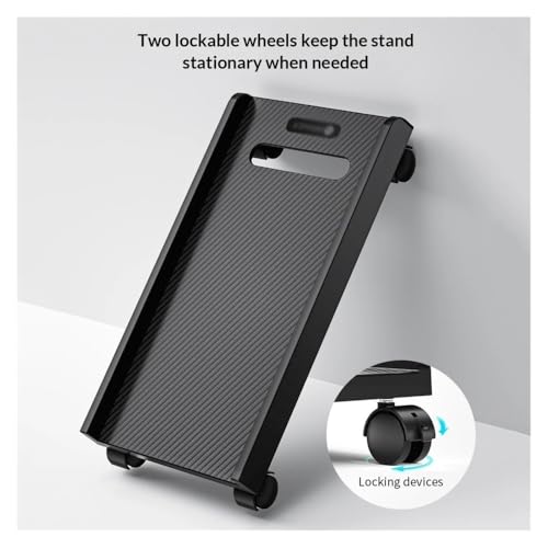 Soporte móvil ajustable para torre de computadora con 4 ruedas giratorias, material ABS, accesorio de escritorio para oficina o casa, soporte rodante para CPU miniatura 3