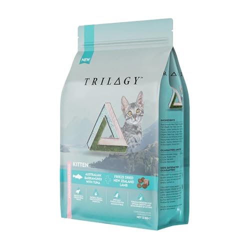Trilogy Dry Kitten Food, Barramundi with Tuna & Freeze Dried Lamb, 1.2Kg, High Protein Grain Free Kibble, Supports Digestion & Reduces Litter Odour