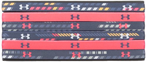 Under Armour Girls' Graphic Headbands - 6 Pack, Apollo Gray /Marathon Red, One Size Fits All