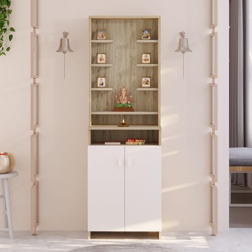BLUEWUD Shubh Mandir, Temple Pooja Unit for Home with Storage Cab...
