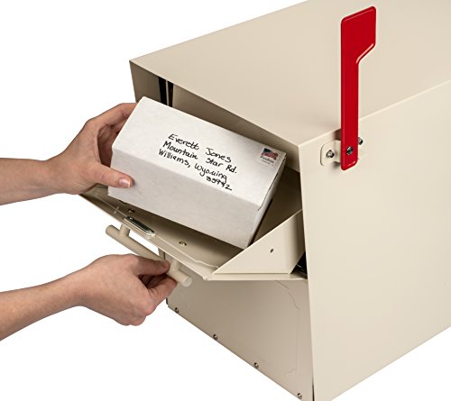 Architectural Mailboxes Oasis Classic Stainless Steel, Locking, Post Mount Parcel Mailbox, Sand, 6200S-06 #TOP3