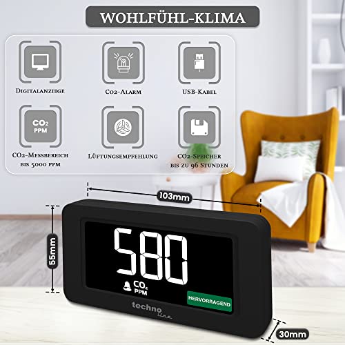Medidor de Co2 Technoline WL1022 con alarma acústica y pantalla a color 3