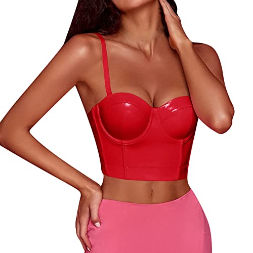Soutien-gorge intégré sur ce débardeur à bretelles spaghetti et corset moulant