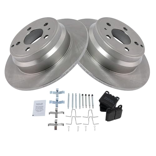Image of TRQ Rear Brake Pad and Rotor Set Semi Metallic Compatible with 1994-1997 Volvo 850 1998-2004 C70 1998-2000 S70 1998-2000 V70