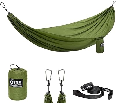 ENO TravelNest Hammock & Straps Combo - Portable Hiking and Camping Hammock with Straps Included - Travel Hammock for Camping, Hiking, Backpacking, a Festival, or The Beach - Moss