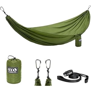 ENO TravelNest Hammock & Straps Combo – Portable Hiking and Camping Hammock with Straps Included – Travel Hammock for Camping, Hiking, Backpacking, a Festival, or The Beach – Moss