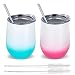 Stainless Steel Wine Tumbler Glasses - 12oz Stemless Double-Insulated Wine Glass Cup with Lids,Straws and Brushes for Wine, Coffee, Drinks, Champagne, Cocktails,2 pack (pink+green)
