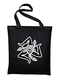 Styletex23 Sizilien Wappen Logo Jutebeutel Baumwolltasche, schwarz
