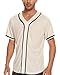 Mens Baseball Jersey Baseball Button Down Jersey Softball T-Shirt Hip-hop Shirt Hipster Uniforms Beige