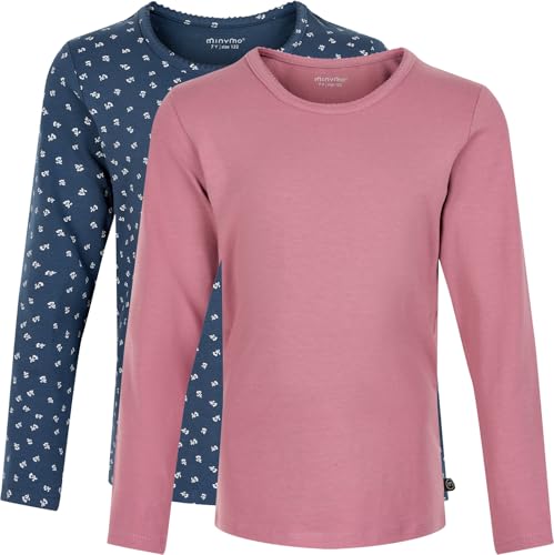 MINYMO Mädchen Basic 35 -T-shirt (2-pack) Bluse Rosa 134 EU