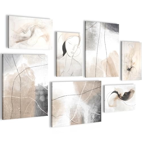 Novart Set de Decoración de Pared con Cuadros Moderno Cuadro - LISTO PARA COLGAR - No Necesita Marco - Dormitorio Salón Cocina - N028671a