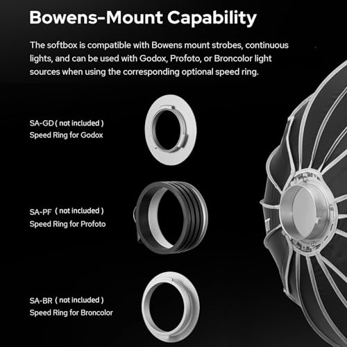 Godox QR-P150T Softbox parabólico de 150 cm/59 Pulgadas, liberación rápida con Soporte Bowens estándar y difusores para Flash Speedlite fotografía de luz Continua Retrato - imagen 3