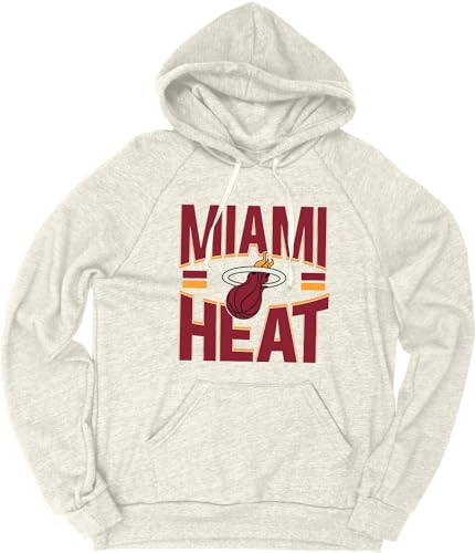 Miami Heat NBA Officially Licensed Tri-Blend Hooded Sweatshirt Basketball Stars Oatmeal, Medium