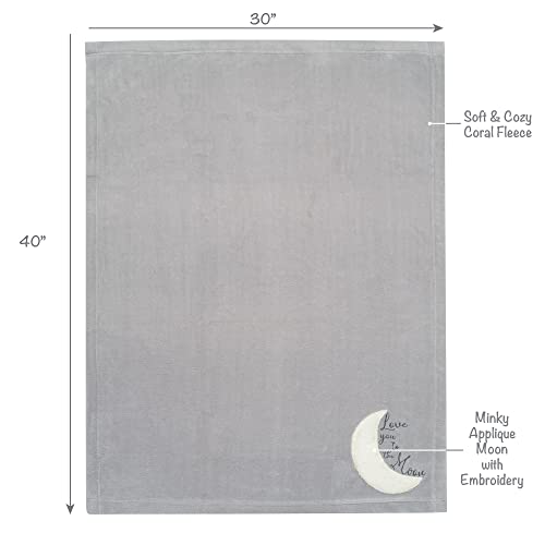 Image of Lambs & Ivy Goodnight Moon Gray Appliqued and Embroidered Fleece Baby Blanket