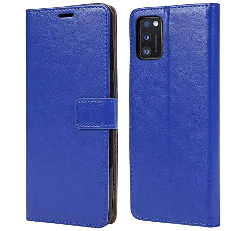 NWNK13 For Samsung A41 Phone Case Premium Leather Flip Case Book Wallet Case Card Holder Media Stand Shock Proof Protective Phone Cover Compatible for Samsung Galaxy A41 (Blue)