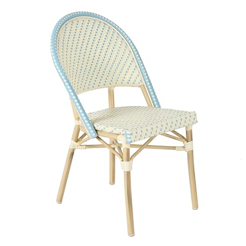 Oviala Chaise de terrasse bistrot Parisien en Aluminium et rotin Bleu