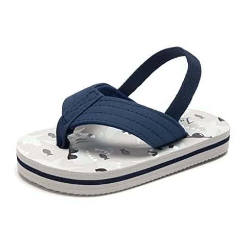 Luffymomo Unisex Kids Open-Toe Sandals Summer Beach Water Slides Flip Flops(Toddler/Little Kid)(3 Infant Navy &Grey) Cover