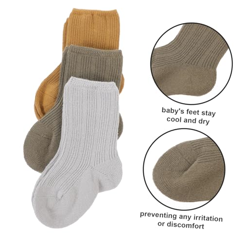 Vaguelly 3pairs Warm Newborn Socks Mid Tube Design for Comfort for and Spring s Months for3