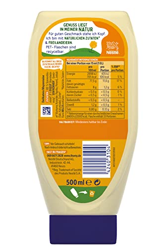THOMY Delikatess-Mayonnaise - Squeeze-Flasche, 1er Pack (1 x 500ml)