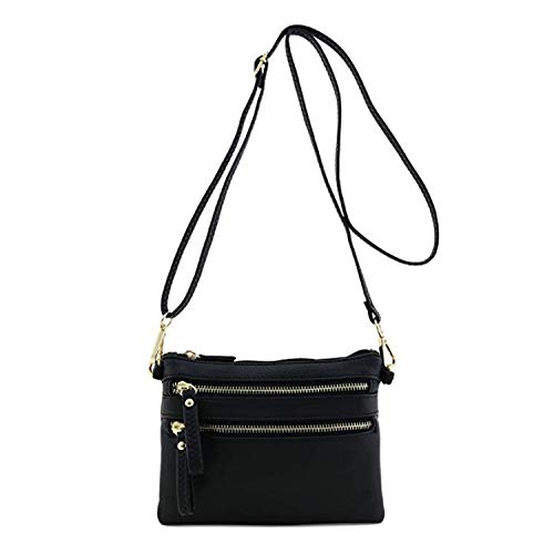 Multi Zipper Pocket Small Wristlet Crossbody Bag and Envelope Wristlet Clutch Crossbody Bag