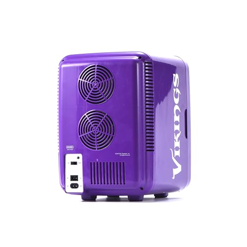 Image of Ukonic NFL Minnesota Vikings 15-Can Mini Fridge 10L - AC /DC Powered, Official Team Colors & Logo, Portable Cooler for Tailgates, Home, Office, or Car