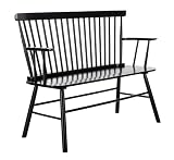 SAFAVIEH Home Collection – Addison Black Solid Wood Spindle Back Loveseat Bench, Farmhouse Settee for Entryway Living Room or Dining Area (AMH8513A)