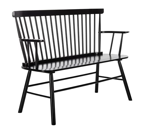 Safavieh Addison Black Wood Spindle Loveseat Bench