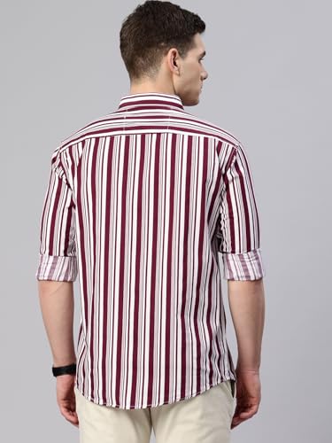 Image of Majestic Man Men's Standard Slim Fit Striped Pure Cotton Casual Shirt