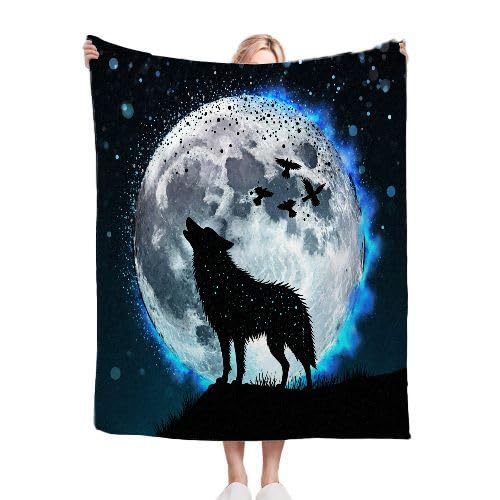 Koc flanelowy, rozmiar king size, 230 x 270 cm, czarny wilk (młodzież), narzuta na sofę z mikrofibry, narzuta na łóżko, krzesło, do biura, puszysta narzuta na łóżko, sofę, kanapę, 90 x 106