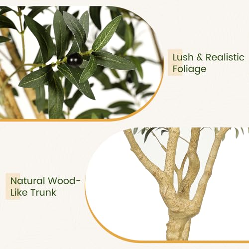 FEELEAD Olive Trees Artificial Indoor 7ft with 15" Exquisite Planter - image 3