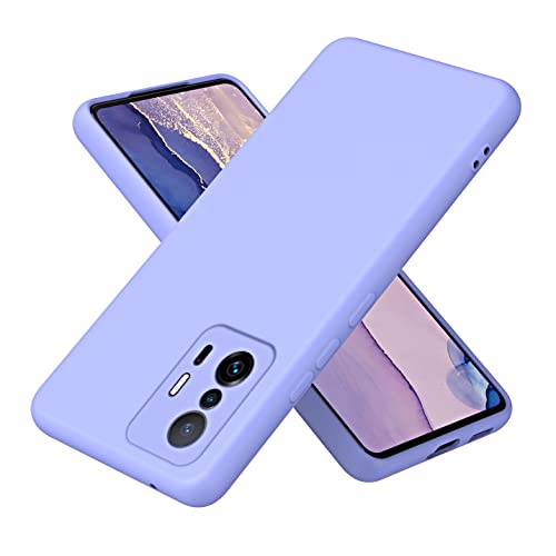 Liquido Cover per Xiaomi 11T Pro 11T 5G Antiurto Ultra Sottile Morbida Setoso Tocco Bumper Custodia Antigraffio Case con Fodera elegante silicone tpu microfibra viola