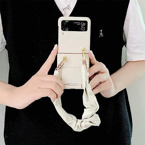 Étui Samsung Galaxy Z Flip4 blanc avec couverture rigide en cuir uni