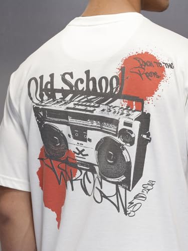 Image of WROGN Men's 100% Cotton T-Shirt | Statement Back Graphic Print | Oversized Fit